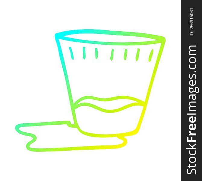 Cold Gradient Line Drawing Cartoon Spilt Drink