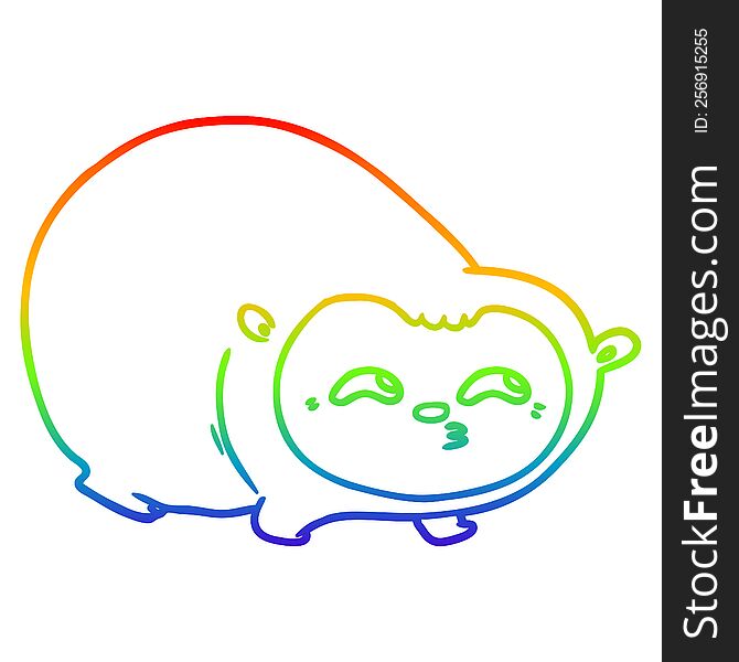 Rainbow Gradient Line Drawing Cartoon Wombat