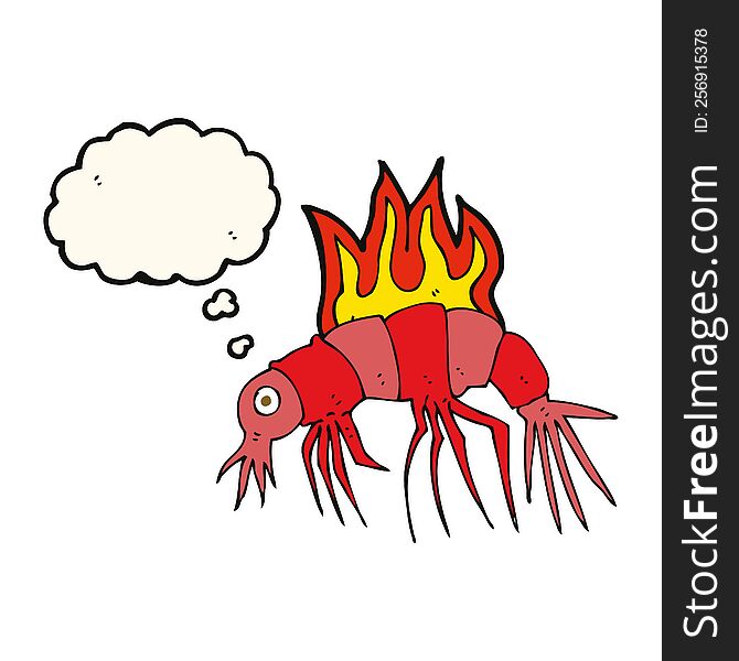 Cartoon Hot Shrimp With Thought Bubble