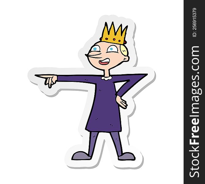 sticker of a cartoon pointing prince