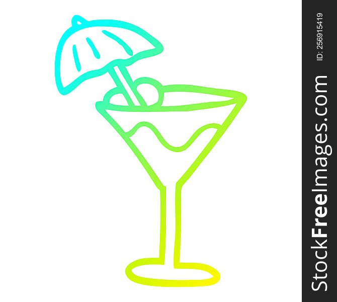 Cold Gradient Line Drawing Cartoon Martini Drink