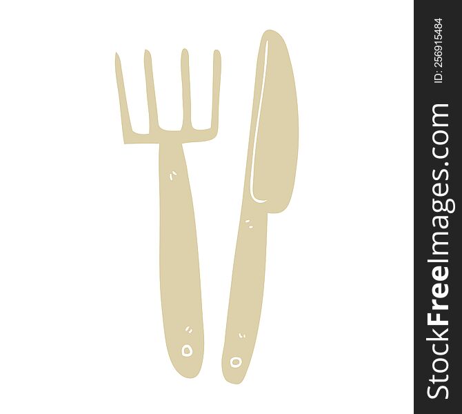 cartoon doodle plastic knife and fork