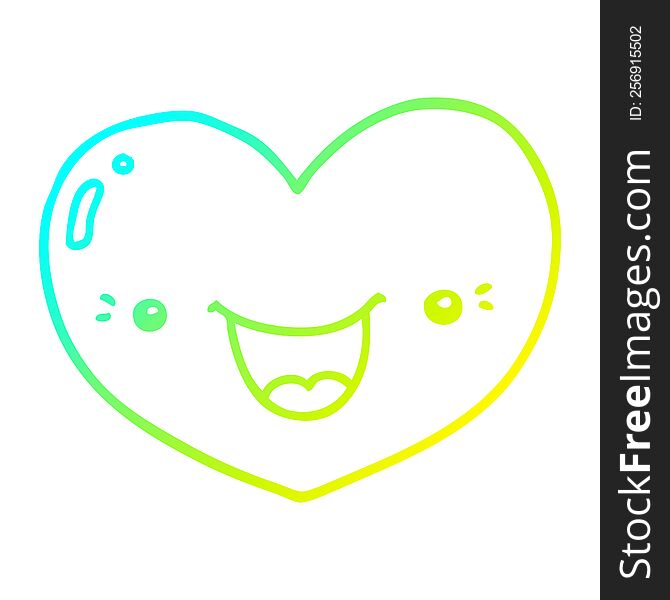 Cold Gradient Line Drawing Cartoon Love Heart Character