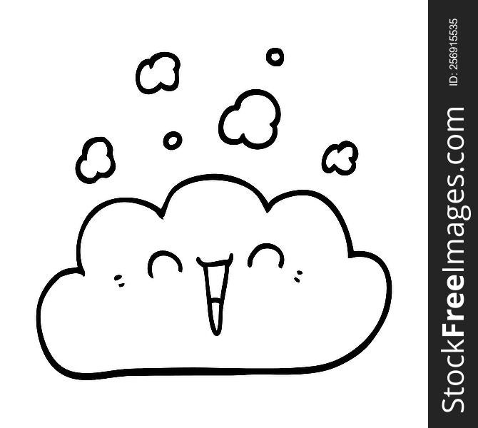 Line Drawing Cartoon Happy Cloud