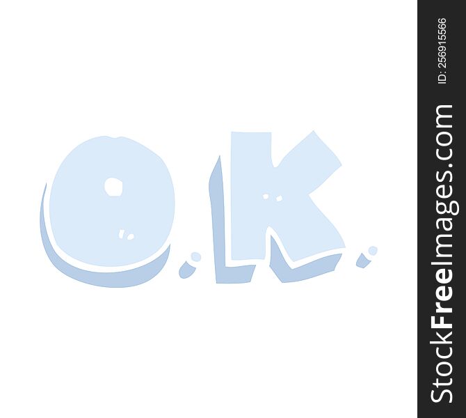 flat color illustration of word OK. flat color illustration of word OK