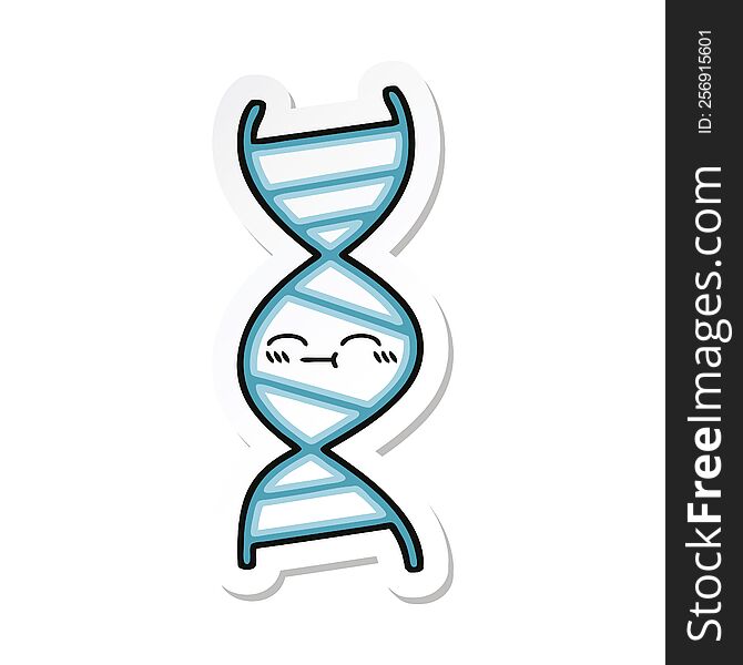 sticker of a cute cartoon DNA strand