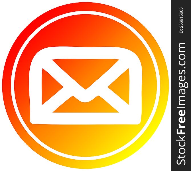 envelope letter circular icon with warm gradient finish. envelope letter circular icon with warm gradient finish