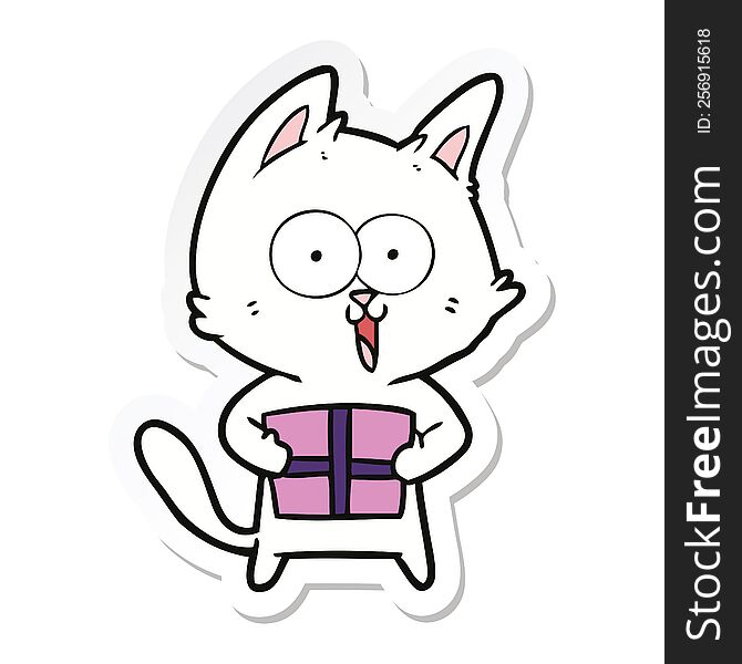 sticker of a funny cartoon cat