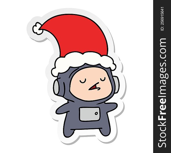 Christmas Sticker Cartoon Of Kawaii Astronaut