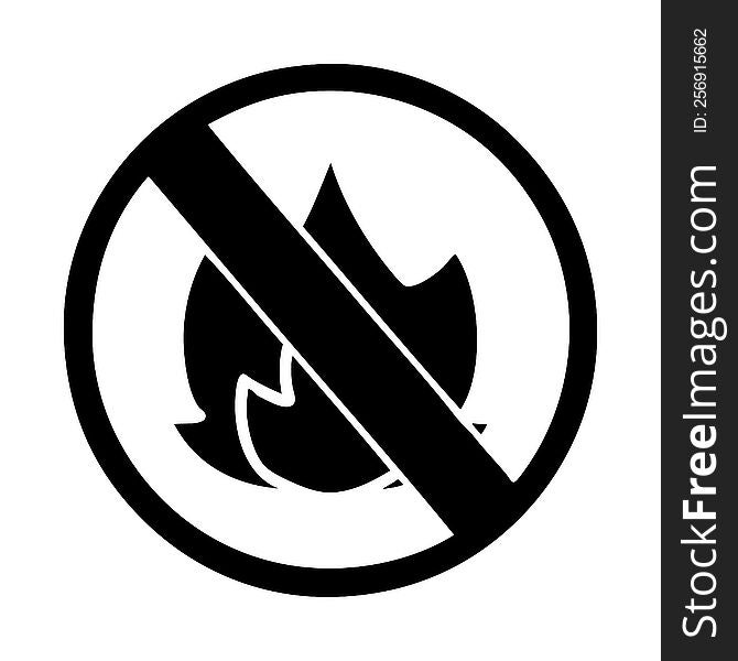 Flat Symbol No Fire Allowed Sign