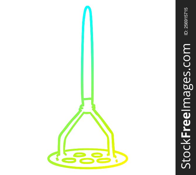 Cold Gradient Line Drawing Cartoon Potato Masher