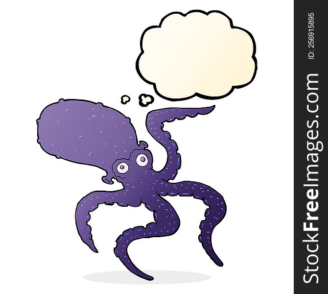 Cartoon Octopus With Thought Bubble