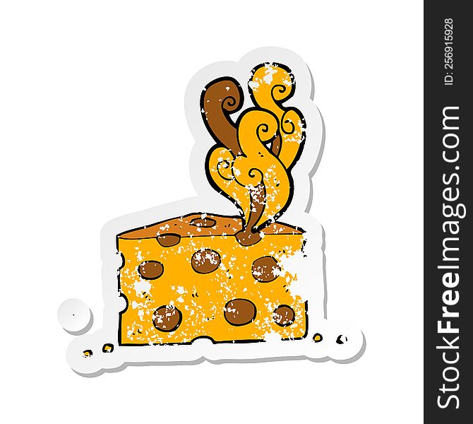 Retro Distressed Sticker Of A Cartoon Smelly Cheese