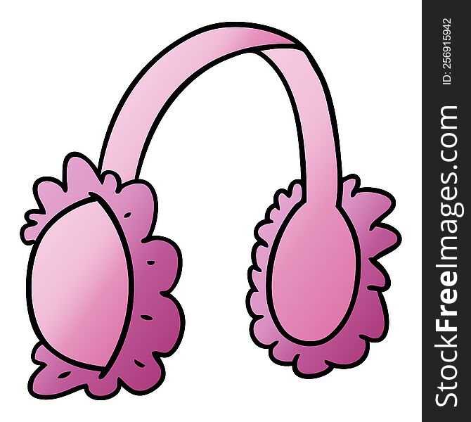 hand drawn gradient cartoon doodle of pink ear muff warmers