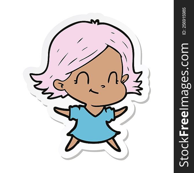 Sticker Of A Cartoon Friendly Girl