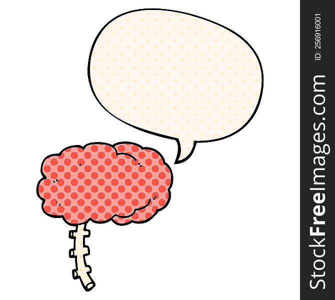 Cartoon Brain And Speech Bubble In Comic Book Style