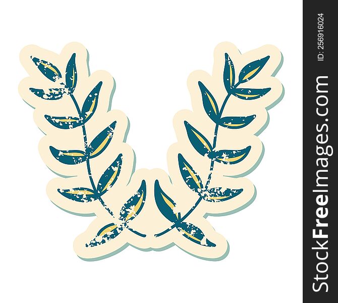 iconic distressed sticker tattoo style image of a laurel. iconic distressed sticker tattoo style image of a laurel