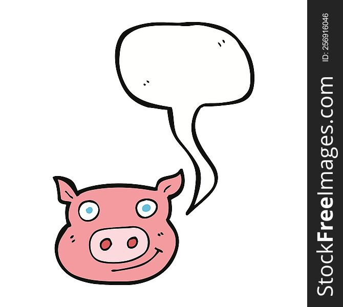 Cartoon Pig Face With Speech Bubble