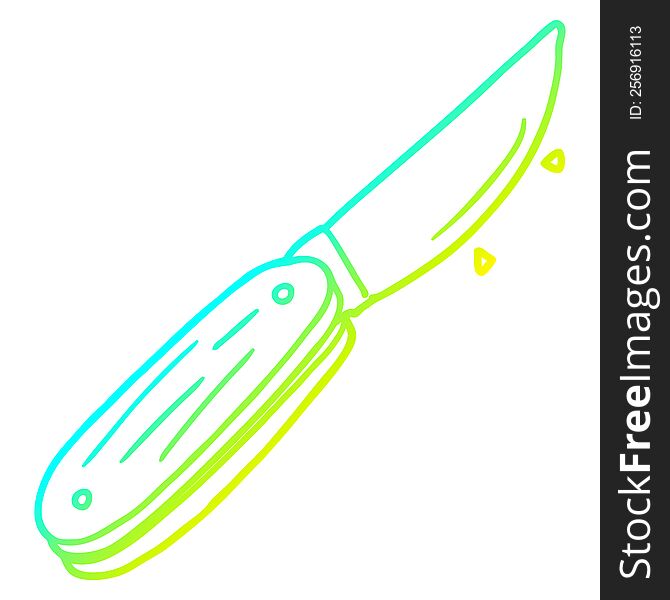Cold Gradient Line Drawing Cartoon Folding Knife