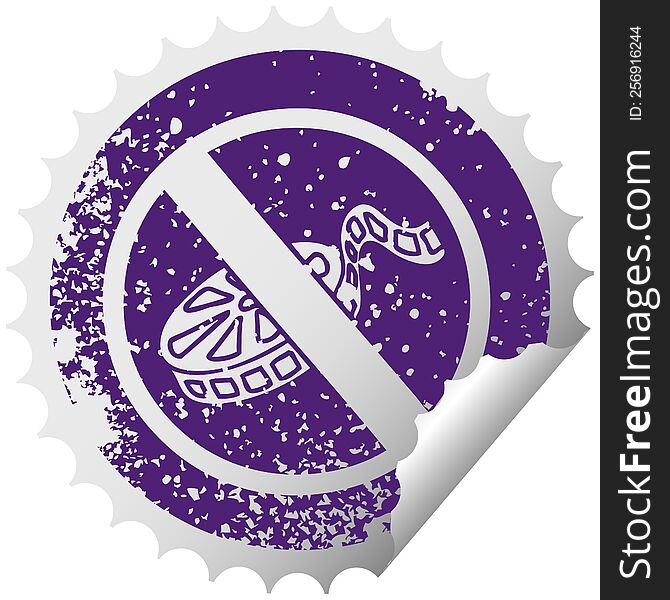 Distressed Circular Peeling Sticker Symbol No Movies Allowed Sign