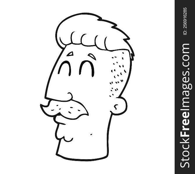 Black And White Cartoon Man With Hipster Hair Cut