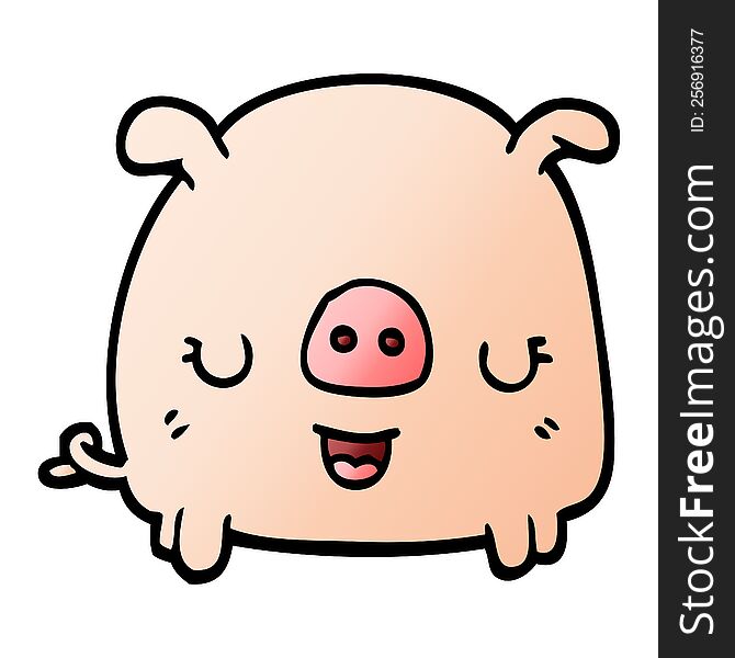 Vector Gradient Illustration Cartoon Pig