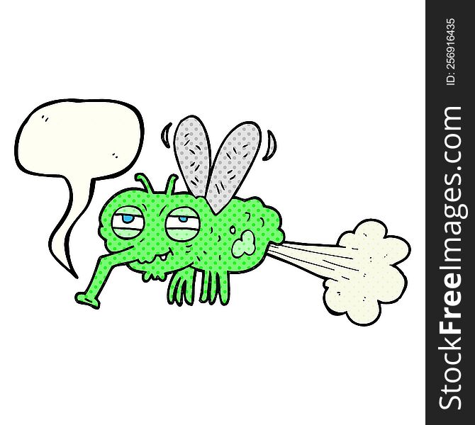 freehand drawn comic book speech bubble cartoon gross farting fly