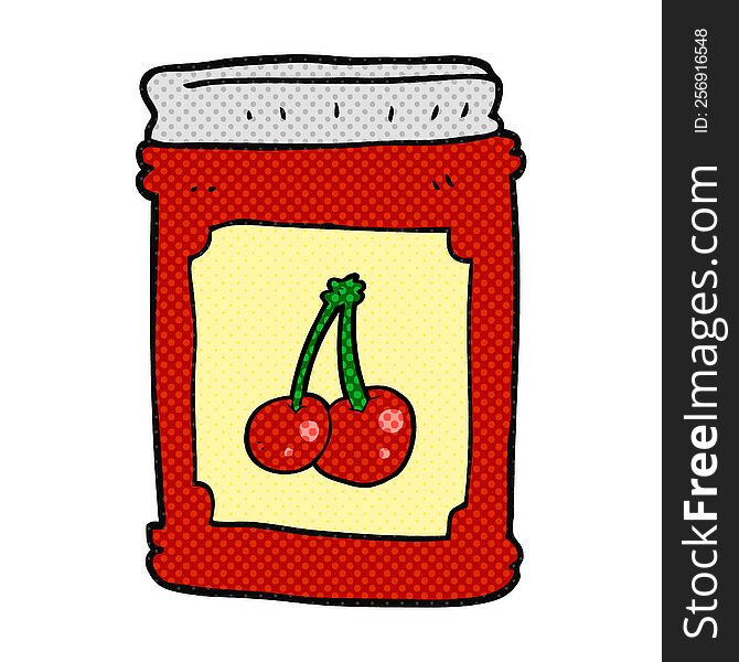 freehand drawn cartoon cherry jam jar