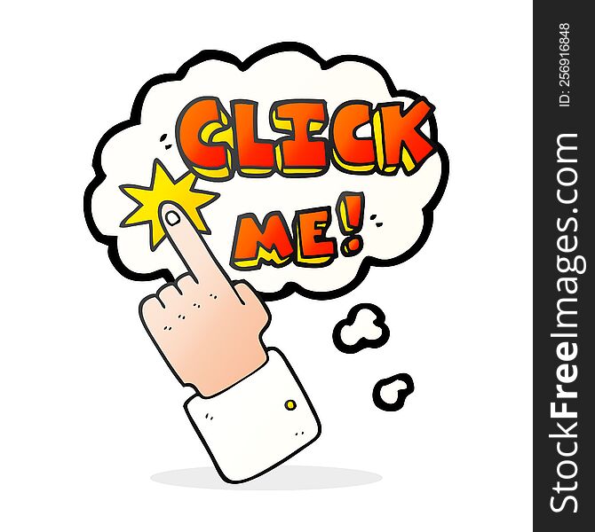 click me thought bubble cartoon sign