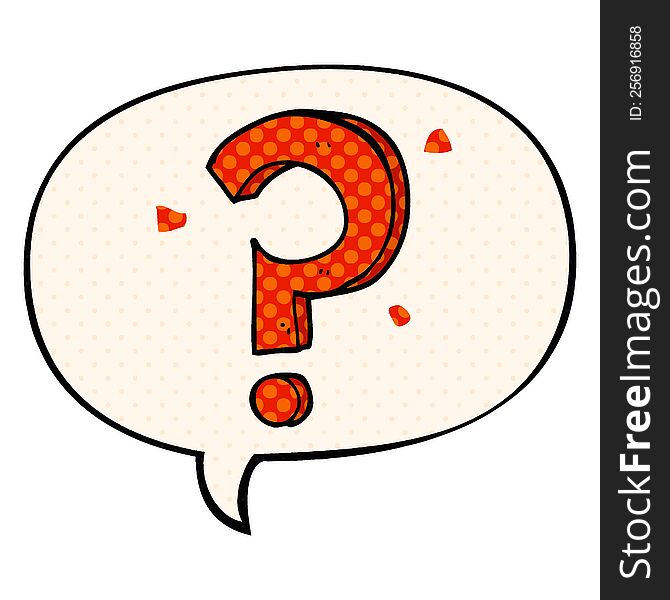 cartoon question mark and speech bubble in comic book style