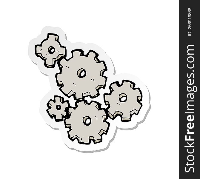 sticker of a cartoon cogs and gears