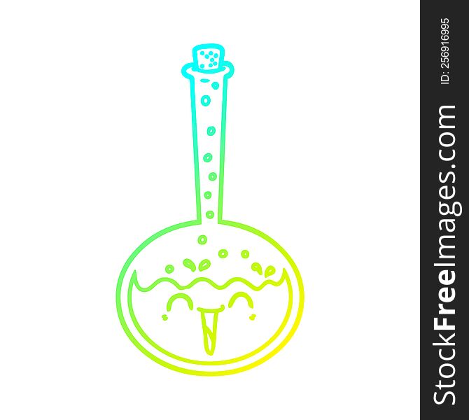cold gradient line drawing of a cartoon chemical potion