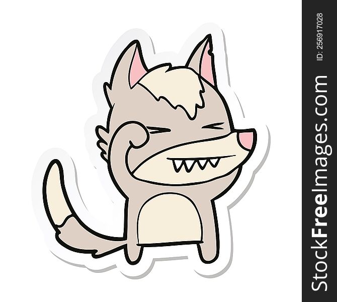 sticker of a tired wolf cartoon