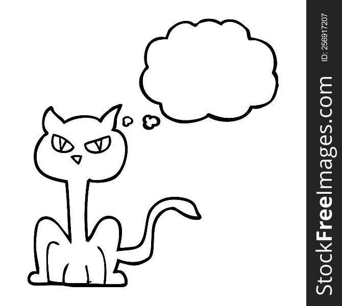 freehand drawn thought bubble cartoon angry cat