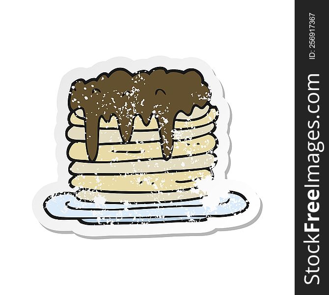 retro distressed sticker of a cartoon pancake stack