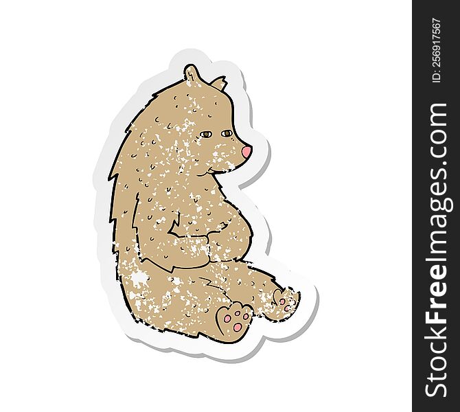 Retro Distressed Sticker Of A Cute Cartoon Bear