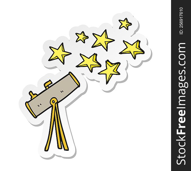 sticker of a cartoon telescope and stars