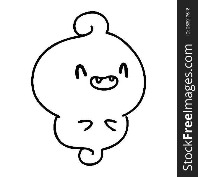 line doodle of a happy halloween ghost