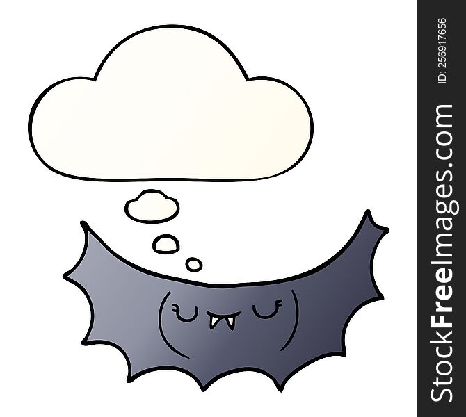 Cartoon Vampire Bat And Thought Bubble In Smooth Gradient Style