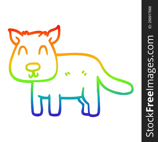 Rainbow Gradient Line Drawing Cartoon Calm Dog