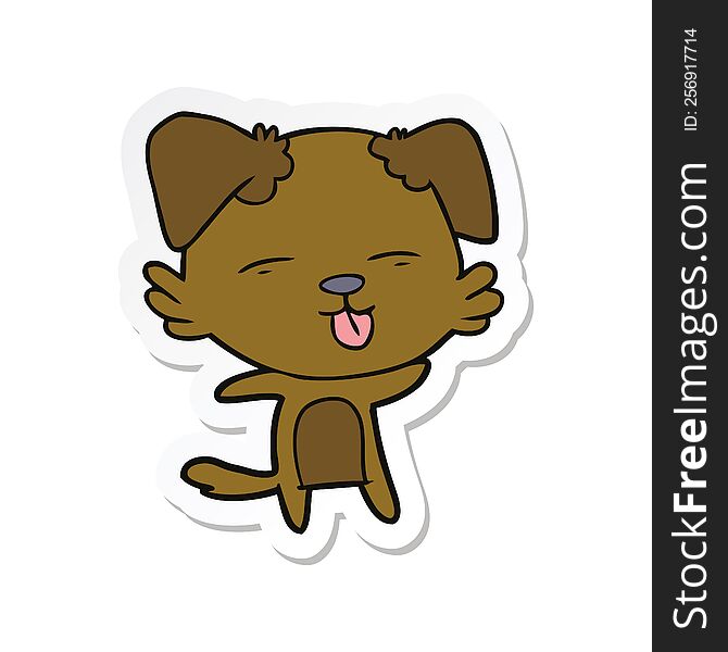 Sticker Of A Cartoon Dog Sticking Out Tongue