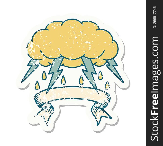 Grunge Sticker With Banner Of A Storm Cloud