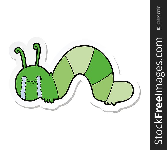 sticker of a cartoon caterpillar obsessing over his regrets