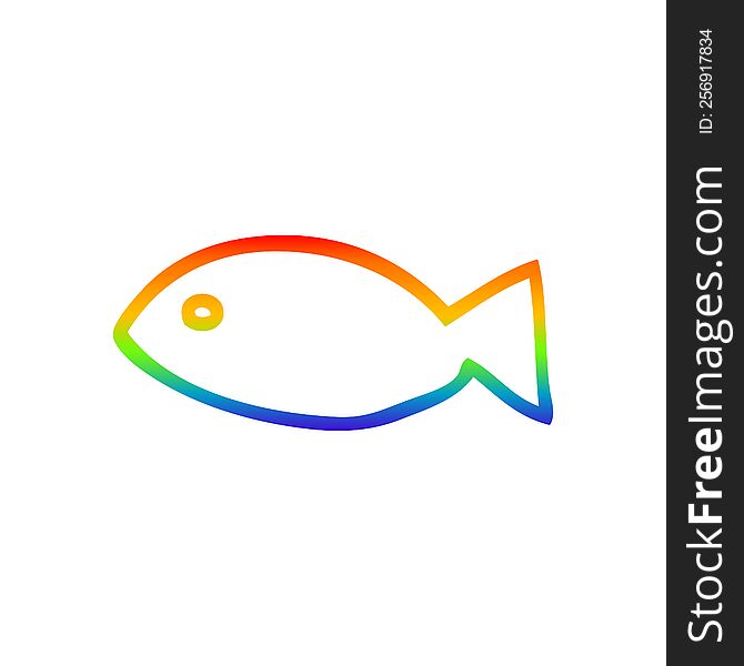 rainbow gradient line drawing of a cartoon fish symbol
