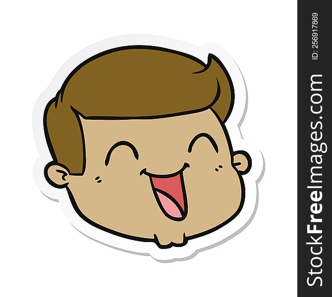 sticker of a happy cartoon male face