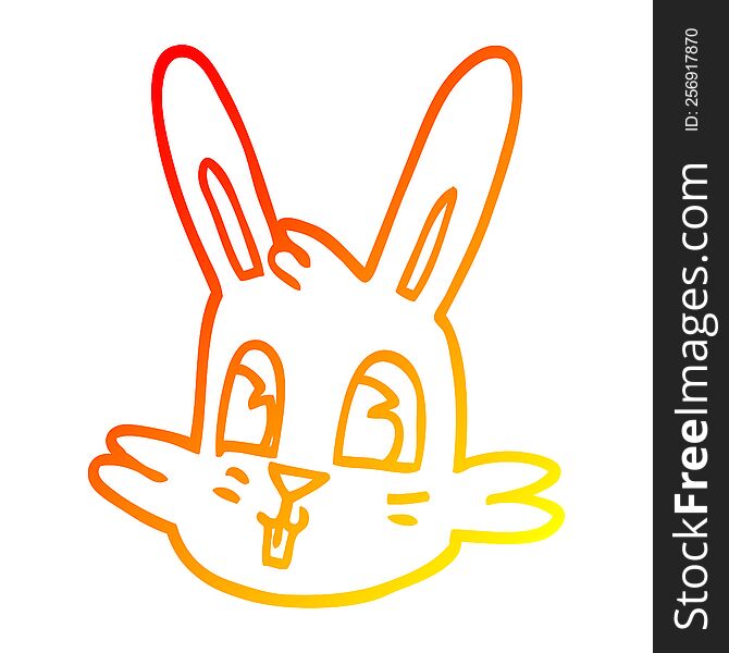 warm gradient line drawing of a cartoon bunny face