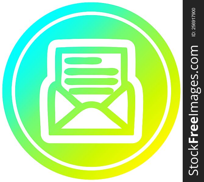 envelope letter circular icon with cool gradient finish. envelope letter circular icon with cool gradient finish