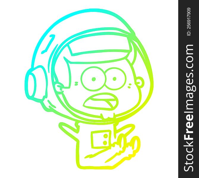 Cold Gradient Line Drawing Cartoon Surprised Astronaut