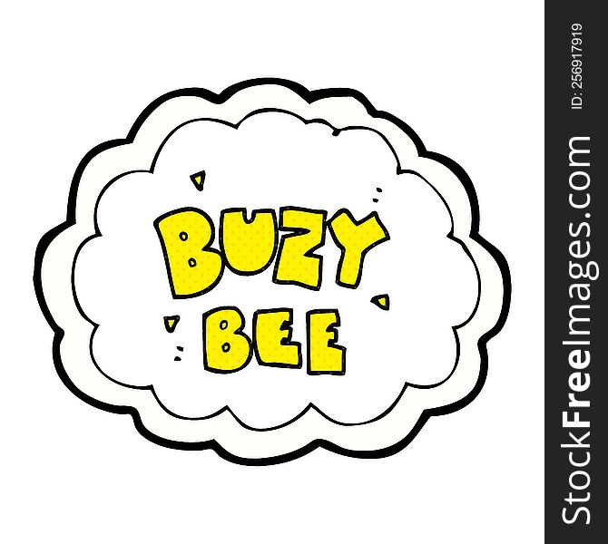 freehand drawn cartoon buzy bee text symbol