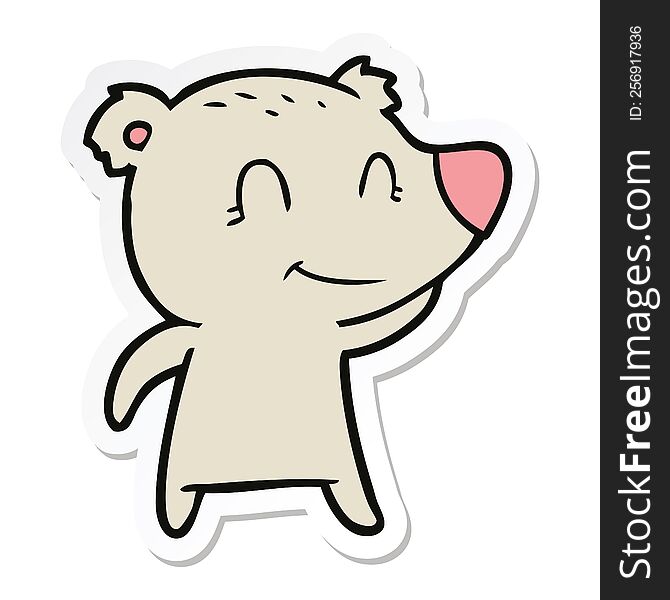 Sticker Of A Smiling Bear Cartoon